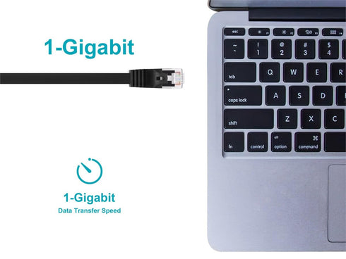 Monoprice Cat5e 25ft Black Flat Patch Cable UTP 30AWG 350MHz Pure Bare Copper Snagless RJ45 Flexboot Series Ethernet Cable...