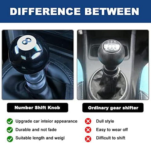 Shift Knob Manual Gear,Round Ball Shift Knob Acrylic Gear Shift Knob,Universal Shifter Knob with 3 Adapter,Fit for Manual Car (Black 8)...