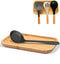Large Wooden Spoon Rest, 9.7'' Stove Top Bamboo Spoon Holder, Kitchen Counter Cooking Utensils Rest, Farmhouse Small Food Serving Tray for Spatula...