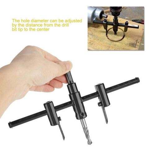 Adjustable Circle Hole Saw Drill Bit Set Cutter 30-200mm Heavy Duty Wood DIY Woodworking Tool Black...