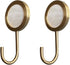 Solid Brass Decorative Wall Hook, Self-Adhesive Hole Free Wall Mount, Shining Gold Fancy Hook (Seashell White–Pack of 2)...