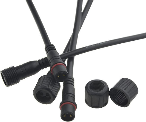 WMYCONGCONG 6 Pairs 2 Pin Electrical Connector 16AWG IP65 Male Female Light Emitting Diodes Connector Extension Cable 15mm Nut Small Size for Car ...