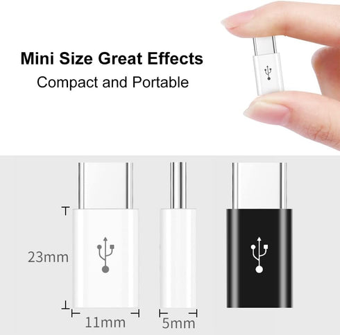 Adapter Micro USB to USB C (4 Pack), Micro-USB Female to USB-C Male OTG Adapter Compatible with Samsung Galaxy, LG, Huawei, Type-C Phones, Tablets...