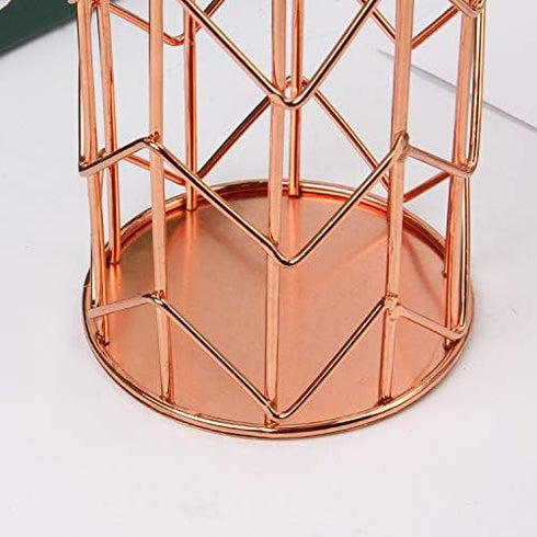 Pen Holder for Desk, Make Up Brush Holder Rose Gold Metal Wire Pencil Cup Holders...