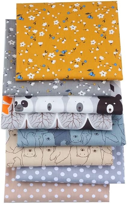 ?Flower And Bear Animals Cartoon Printed 100% Cotton Quilting Bundles Fabric for Patchwork Needlework DIY Handmade Sewing Crafting Precut Face Mas...