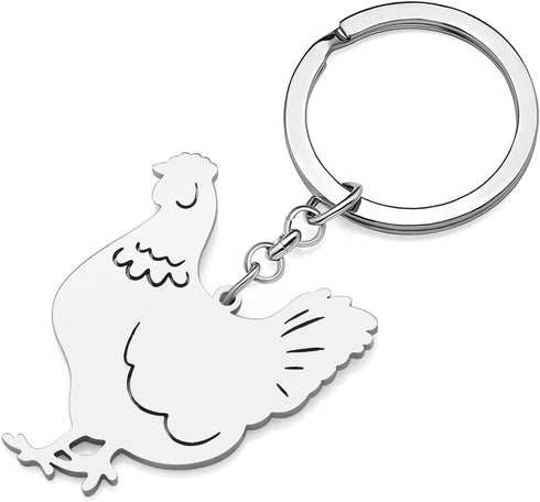 Chicken Keychain Stainless Steel Chicken Keyring Gifts for Women Purse Car Key Charms...