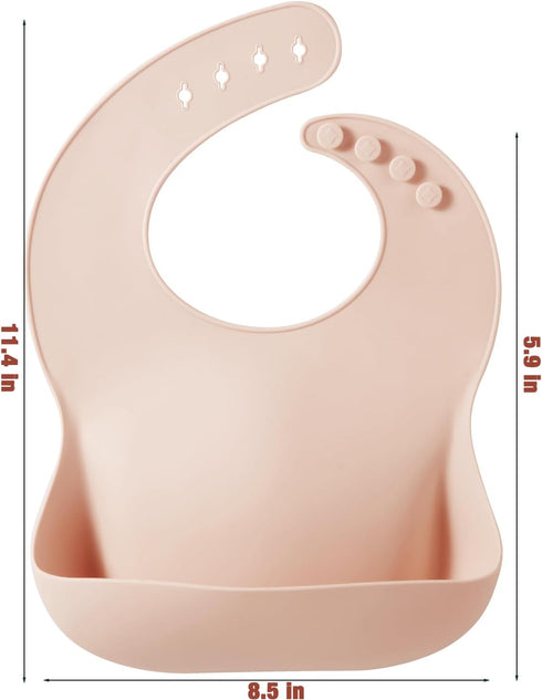 PandaEar 3 Pack Silicone Bibs for Babies Toddlers Girls Boys| Adjustable Waterproof BPA Free Soft Durable Bibs for Eating with Large Pocket Food C...