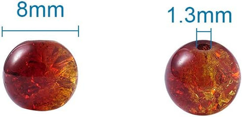 KISSITTY 8mm Crackle Glass Crystal Beads 10 Colors Two Tone Transparent Crackle Glass Loose Round Beads for DIY Jewelry Pen Sun Catchers Making Ab...