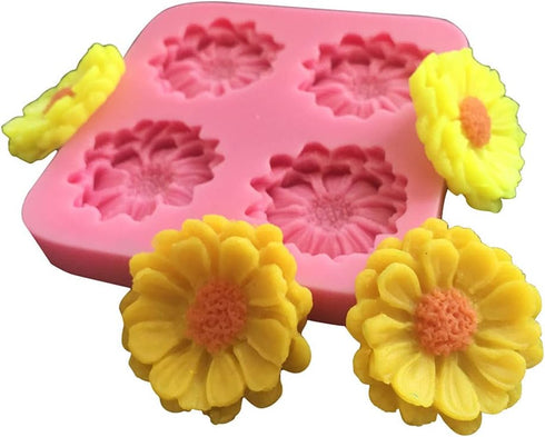 3D Daisy Rose Flowers Silicone Mold Fondant Mould for Cupcake Cake Decorating Tool Chocolate Gumpaste Mold Sugarcraft Bakeware (4flowers molds)...