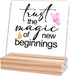 Inspirational Office Home Desk Decor,Trust the Magic of New Beginnings Motivational Sign Acrylic Plaque With Wooden Stand Sign Home Tabletop Offic...