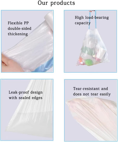 4 Gallon Trash Bag, Drawstring small trash Bags 60 Count,Small Garbage Bags for Office Bedroom Bathroom, Unscented White Tall Kitchen Trash Bags...