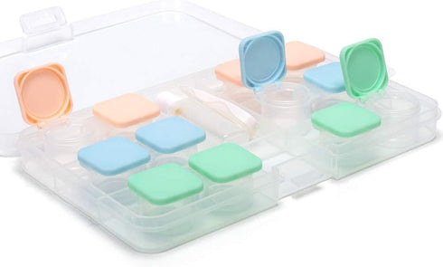 6 Pack Contact Lens Case, Portable Flip Top Contact Lenses Holder Cases with Remover Tool Tweezers Contact Solution Bottle Clear Contacts Storage ...