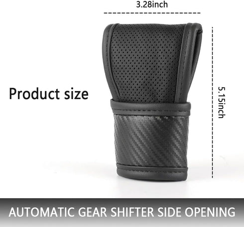 Car Gear Shift Knob Cover,Carbon Fibre Leather Gear Stick Cover for Car Decorations & Protection,Universal Car Interior Accessories Fits Car SUV T...