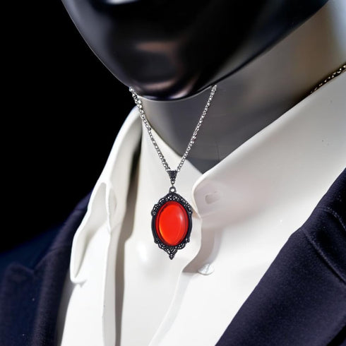 MIFYNN Gothic Stardust Crystal Cameo Necklace Red Purple Crystal Pendant Necklace Vintage Satan Demon Halloween Jewelry for Women...