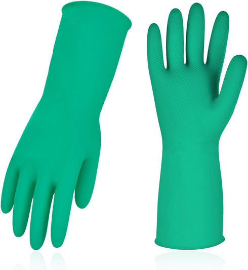 Vgo... 1-Pair Reusable Household Gloves, Rubber Dishwashing gloves, Extra Thickness, Long Sleeves, Kitchen Cleaning, Working, Painting, Gardening,...