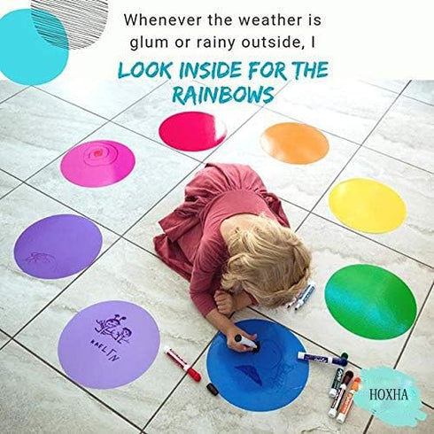 HOXHA Dry Erase Dots, Colorful Dry Erase Circles White Board Removable Markers Wall Decal Spots Stickers Set for Home Office Classroom Students Ta...