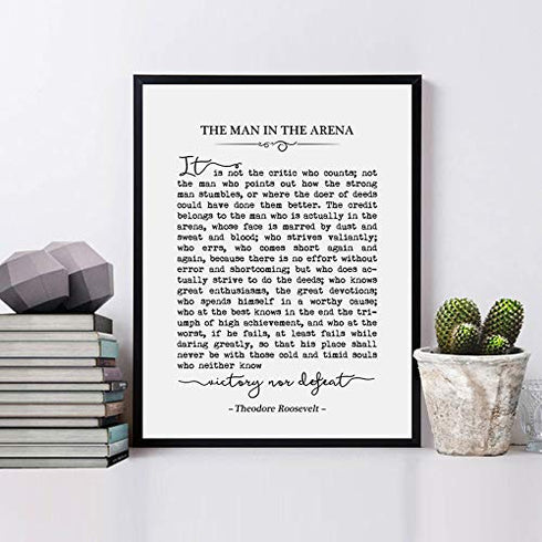 The Man in the Arena, Book Quote, Graduation Gift, Inspirational Art, Office Decor, Typography Wall Art, 8x10 inch Unframed...