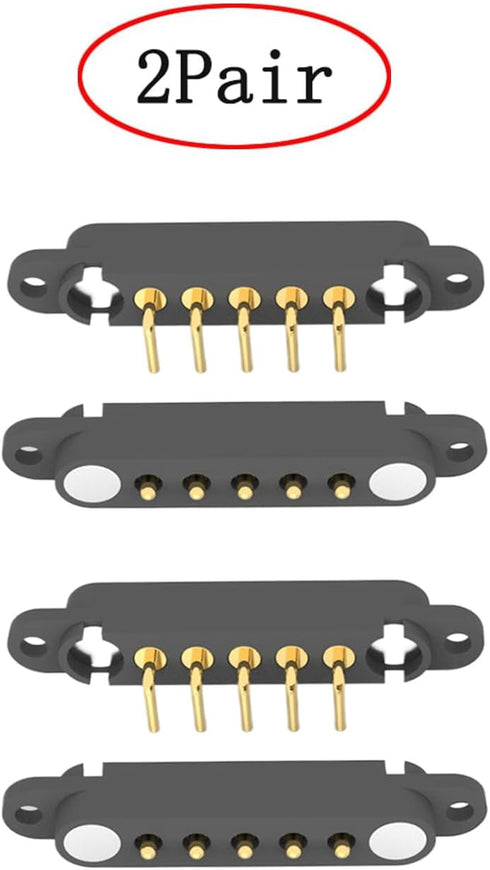 2 Pair Magnetic Bend Pogo Pin Connector with Location Hole, 2/3/4/5/7/8Pin 2A Pogopin Magnetic Connector Male+Female 2.54MM Through Holes Spring L...
