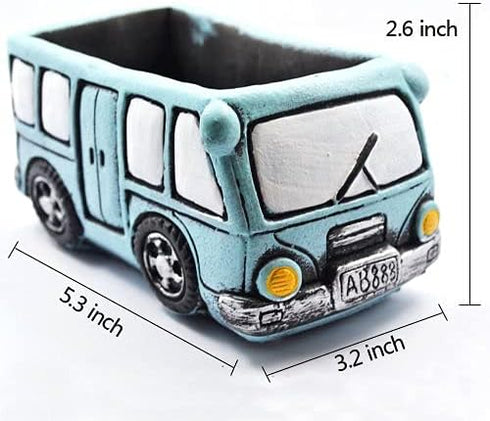 Green Bus Succulent Planter Pots, Small Plants Pot with Drainage Hole, Flower Pots Plant Containers for Home Indoor Outdoor Garden Decoration Pot...