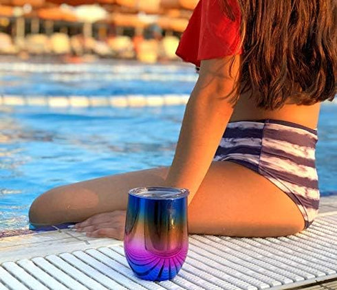 CHILLOUT LIFE 12 oz Stainless Steel Tumbler with Lid & Gift Box - Wine Tumbler Double Wall Vacuum Insulated Travel Tumbler Cup for Coffee, Wine, C...