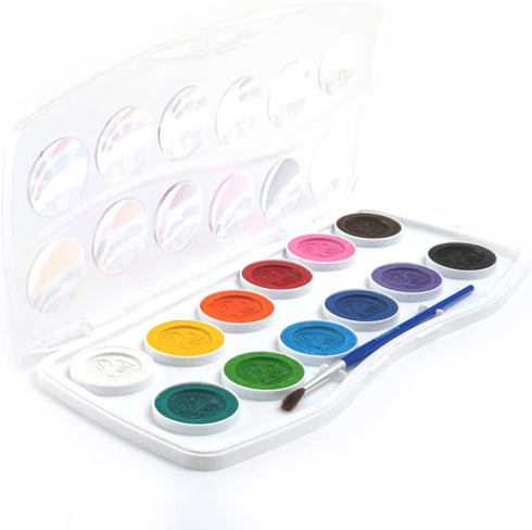 Pelikan Washable Master Watercolor Paint and Brush Plastic Set, 12 Colors, 1 Each (07501201)...