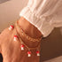 Double Layer Mushroom Bracelet Anklet? Cute Red Mushroom Bracelet Combination Bracelet Anklet Jewelry for Women...