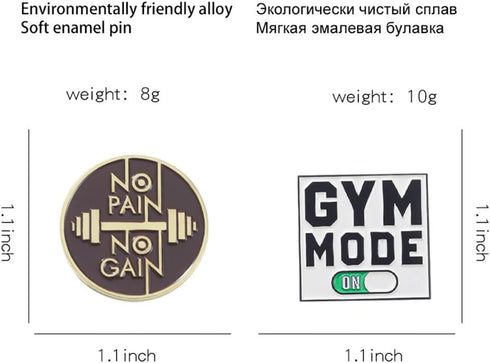 Motivational Enamel Lapel Pin Gym Mode Quotes Words Pin Inspirational Pin Sports No Pain No Gain Positive Saying Brooch for Clothing Bags Denim La...
