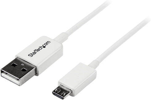 StarTech.com 3.3 ft. (1 m) USB to Micro USB Cable - USB 2.0 A to Micro B - White - Micro USB Cable (USBPAUB1MW)...