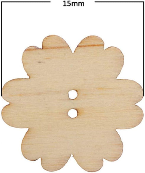 AKOAK 100 Pieces of Wooden Buttons Simple Retro Style Sunflower Buttons Classical Pattern Design Cartoon Children Decorative Buttons (15 MM)...