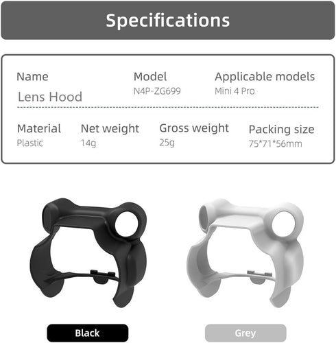 Xmipbs Mini 4 Pro Lens Hood Anti-Glare Sunshade Cover, Gimbal Camera Guard Protector for DJI Mavic Mini 4 Pro Grey...