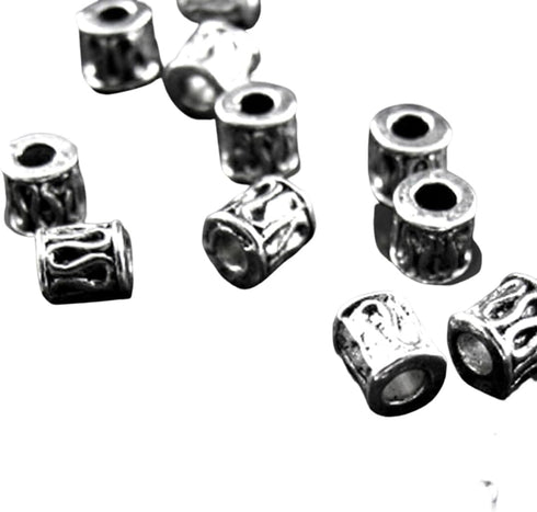 120pcs Tibetan Antique Silver Filigree Tube Beads 6mm in Dia. Column Spacer Loose Beads Hollow Charms Pendant DIY Bracelets(P233) Necklace Jewelry...