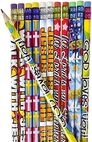 Nikki's Knick Knacks Religious Pencil Assortment - Christian Bible Verse - VBS, Church, Sunday School, Classrooms - 36 Piece...