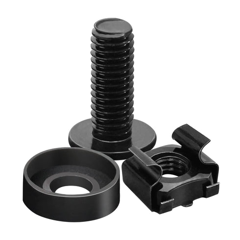 50-Pack M6 x 16mm Computer Rack Mount Cage Screws and Nuts & Washers for Rack Mount Server Cabinet, Rack Mount Screw Cage Nut - Black...