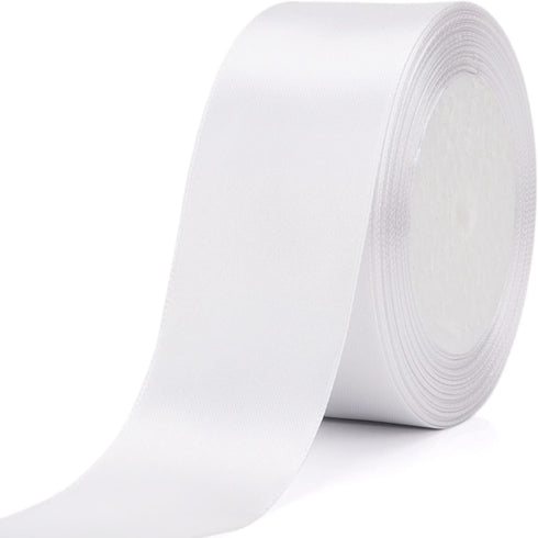 25 Yards 1-1/2 inches Wide Satin Ribbon Suitable for Wedding, Party and Gift Box Packaging Ribbon (White, 1-1/2")...