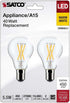 Satco S21872 5.5 Watt A15 LED Bulb, Clear, Intermediate Base, 2700K, 450 Lumens, 2-Pack...