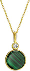 Mints 18K Golad Plated Malachite Pendant Necklace Sterling Silver with CZ Fine Jewelry for Women...