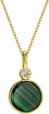 Mints 18K Golad Plated Malachite Pendant Necklace Sterling Silver with CZ Fine Jewelry for Women...