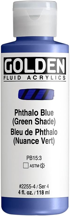 Golden Fluid Acrylics - Phthalo Blue (Green Shade) - 4 oz Bottle...
