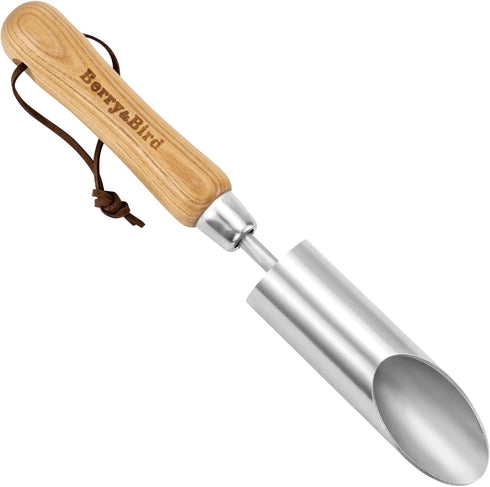 Berry&Bird Bulb Planter Tool, 12" Garden Bulb Transplanter Tool, Stainless Steel Manual Hole Digger with Wooden Handle, Transplanting Agricultural...