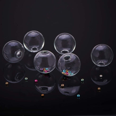 PH PandaHall 30 Pcs 18mm Mini Empty Clear Glass Globe Bottle Wish Ball Bottles DIY Pendant Charms with 30 Pcs 8mm Cap Bails for Jewelry Making...