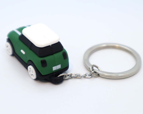 Keychain with MINI Cooper(Silicone Model), 3D OM, Stylish Cute Adorable, Silver Chain (Green) (KM1-DG)...