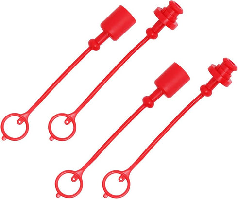 2sets 3/8" Hydraulic Coupler Dust Cap, Male Female Quick Coupler Cover, Hydraulic Quick Disconnects Port Plug Fittings with Retention Ring Keeps C...