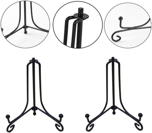 8 inch Anti-Slip Display Pictures Stand, Black Easel Picture Frame Holder Stand, Iron Plates Display Photo Holder Stand for Books, Tabletop Artwor...