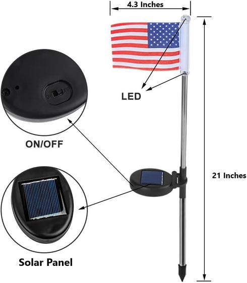 Epicgadget Solar Lights Outdoor, Outdoor Led Pathway Landscape Solar Lights Solar Powered Garden Lights American Flag Shaped Decor Stake Lights fo...
