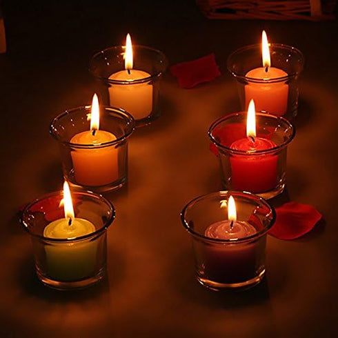 Clear Chunky Glass Lip Votive Candle Holders Tealight Votive Cups for Wedding Proposal, Spa, Aromatherapy, Meditation, 6 Counts by Shxstore...