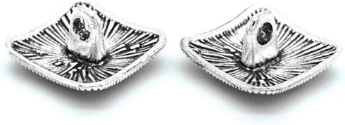 Acxico 10Pcs Square Antique Silver Floral Carved Shank Buttons Sewing Craft Metal...