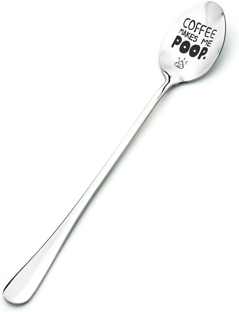 Coffee Makes Me Poop Spoon - Funny Gift for Coffee Lovers - Stainless Steel Teaspoon with Gift Box - 7.5 Inches...
