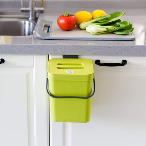Food Waste Basket Bin for Kitchen, Odor-Free Food Scrap Container,Small Countertop Compost Bin with Lid, Mini Garbage Can Wall Mounted Trash Can, ...