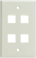 Keystone Wall Plate 4 Port, White (Cat5e, Cat6, Coax (Video), Aux (Cat6 for Data, IP Phone, POTS or Other), Single Gang, CableWholesale...