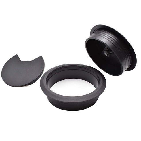 3-1/8 Inch (80mm) Black Wire Grommets and Cable Ties Kit ABS Plastic Desk Hole Cover Cord Organizer for Computer Desk Cabinet (2pcs Desk Grommets ...